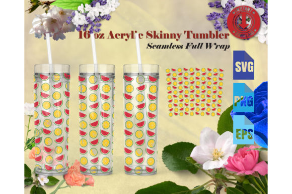 16oz Acrylic Skinny Tumbler Fruit