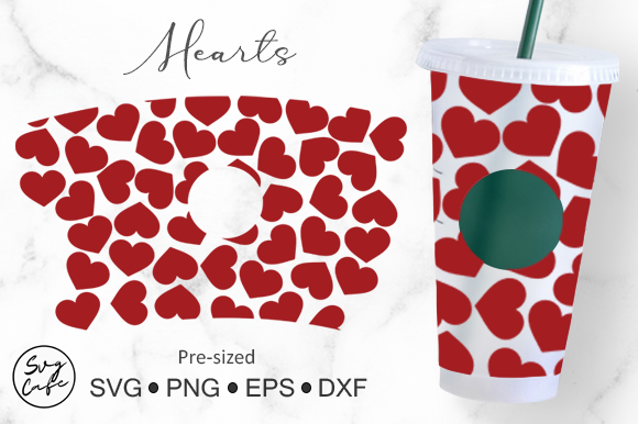 24oz Venti Cold Cup Hearts Graphics & Crafts