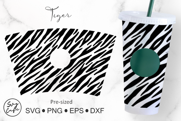 24oz Venti Cold Cup Tiger Graphics & Crafts