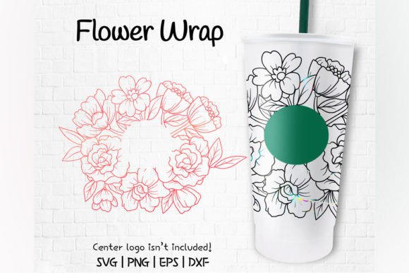 Beautiful Floral, Venti Cold Cup 24 Oz Graphics and Crafts