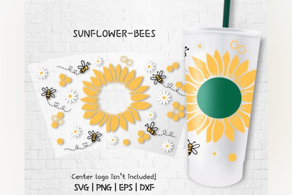 Bee Sunflowers Venti Cold Cup 24 Oz: Graphics & Crafts for Local Brands