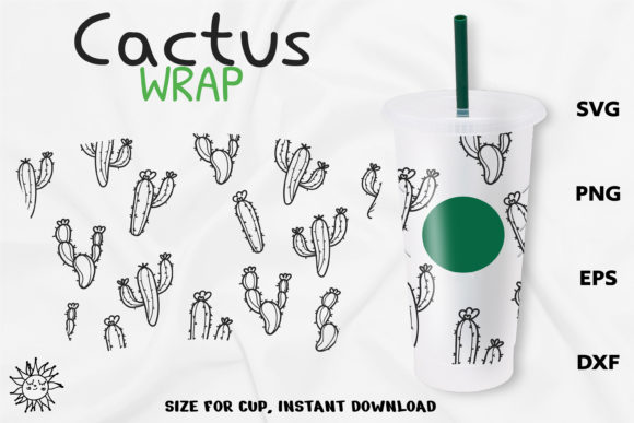 Cactus Full Wrap Venti Cold Cup 24 Oz Graphics