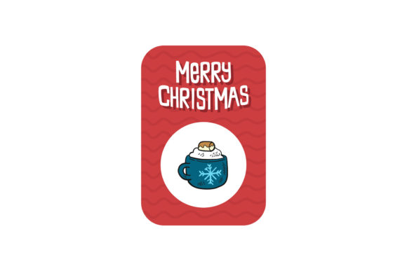 Christmas Card Chocolate Blue Cup Glass Graphics