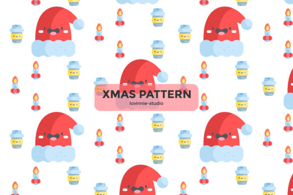 Christmas Pattern Hat Candle Coffee Cup Graphics Freebies
