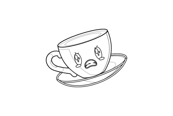 Coffee Cup Cute Kawaii Outline Graphics