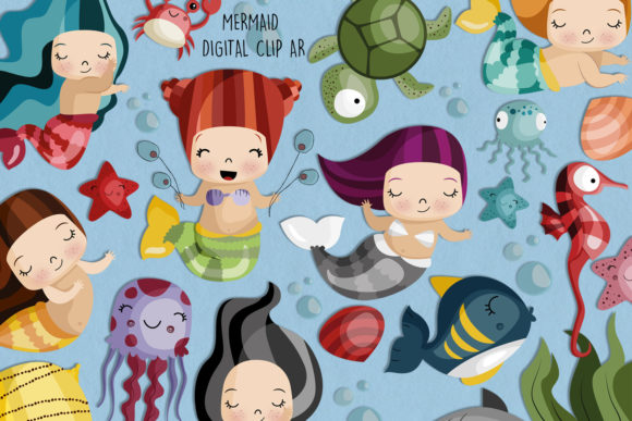 Mermaid SVG Clipart Set of 25: Graphics and Illustrations for Creative Publishing