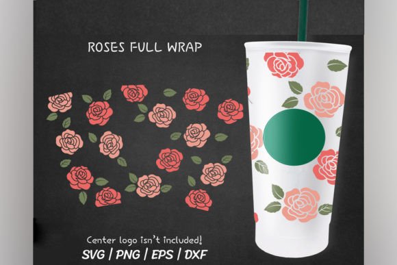 Roses Pattern Venti Cold Cup 24 Oz Graphics