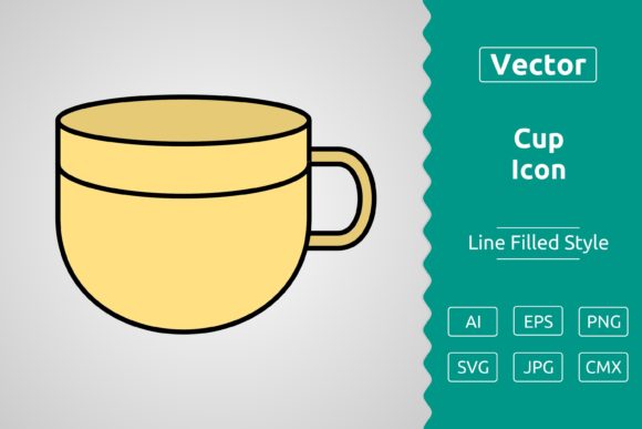 Vector Cup Filled Outline Icon Graphics