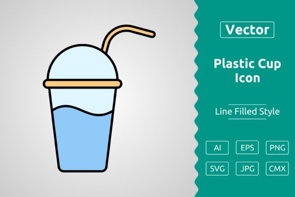 Vector Plastic Cup Filled Outline Icon