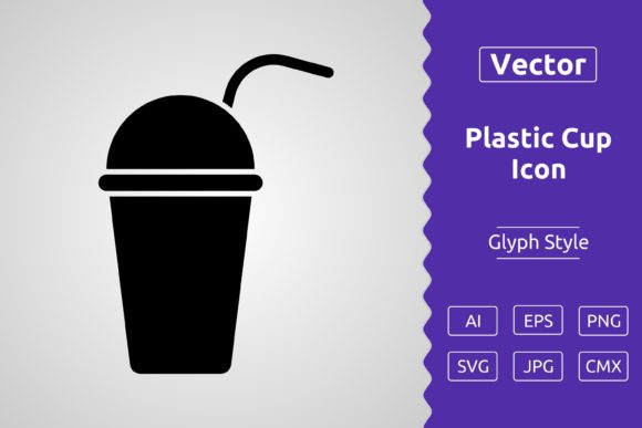 Vector Plastic Cup Glyph Icon Graphics
